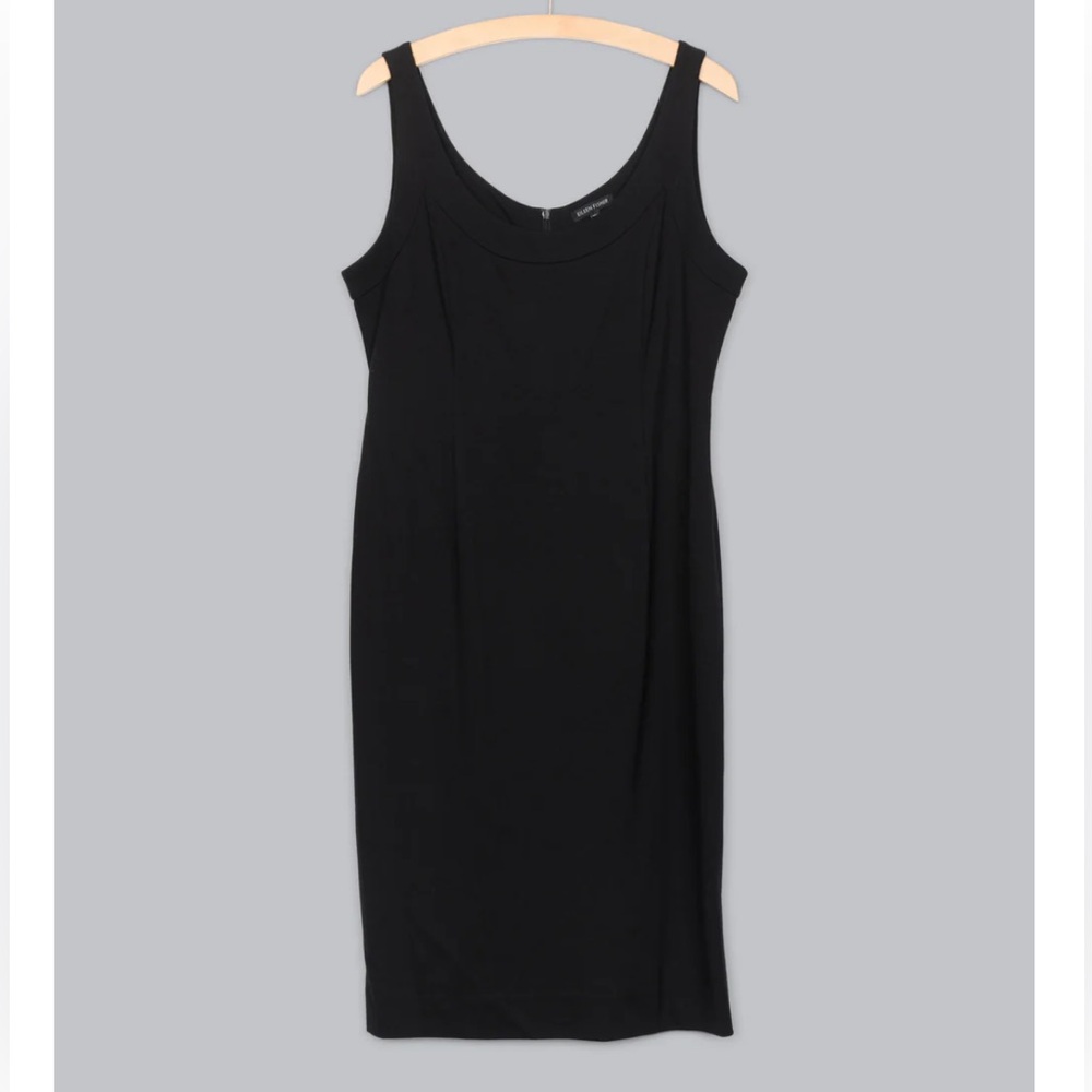 Eileen Fisher Viscose Black Stretch Ponte Dress SZ Large